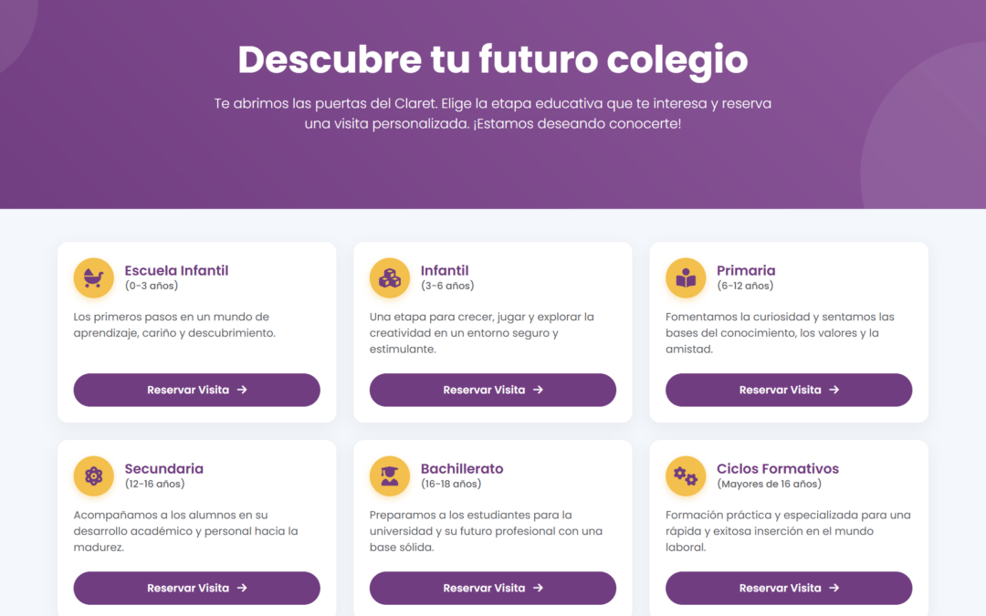 Proceso de admisión de alumnos en el Colegio Claret de Segovia 2026/2027